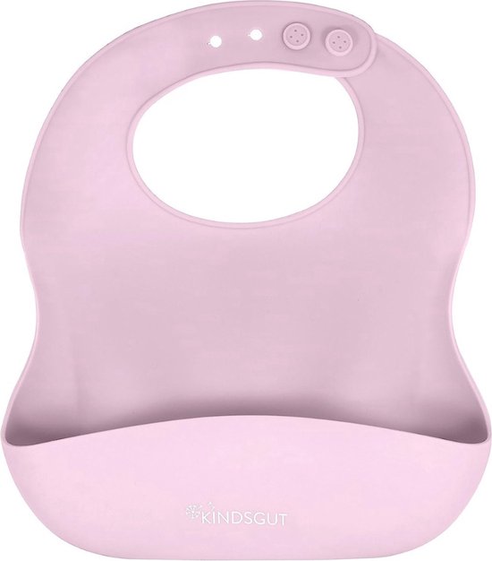 Dutsi - Siliconen - Baby Slabbetje - Met opvangbakje - Roses - Wit