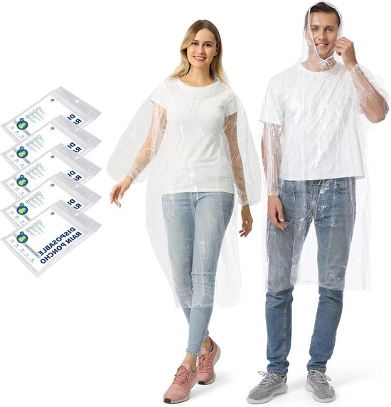 14 stuks iriserende doorzichtige regenponcho voor dames en heren