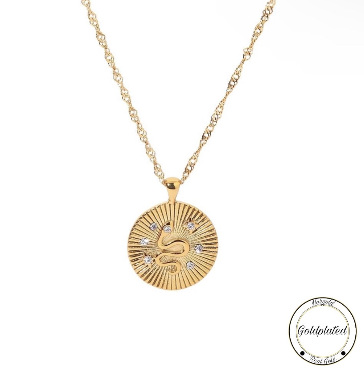 Soraro Zirkonia Slang Ketting | Goudkleurig | Slang | Dames Ketting | Vrouwen Ketting | Zirkonia | Elegante Ketting | Cadeau Voor Haar | Verjaardag Cadeau |
