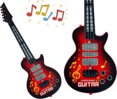 Playos® - Elektrische Gitaar - Rood - met LED verlichting - met Draagriem - Liedjes - Speelgoedgitaar - Muzikaal Speelgoed