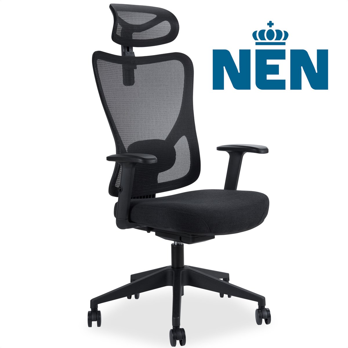 Novitaa Bureaustoel - Ergonomische Bureaustoel - Office Chair - Volwassenen - Verstelbaar - Hoofdsteun - Zwart - Novitaa - €89,00