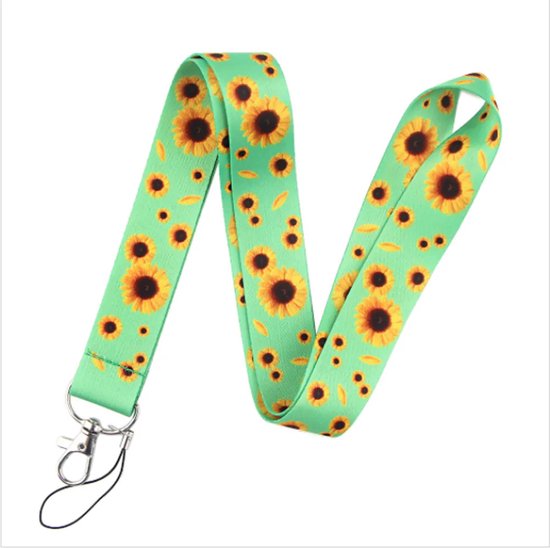 Foto: Travel cords keycord zonnebloemen groen stevig lanyard sleutelhanger sleutelkoord met telefoonkoord sleutels