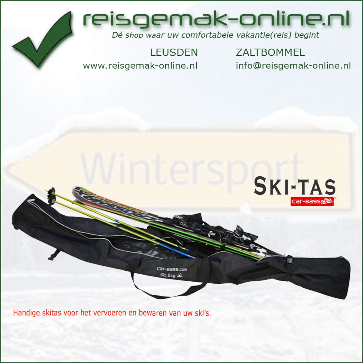 Ski Bag skitas voor 1 paar ski's met stokken