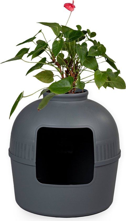Kattenbak Flower XXL Grijs onzichtbare kattentoilet 51Øx55cm