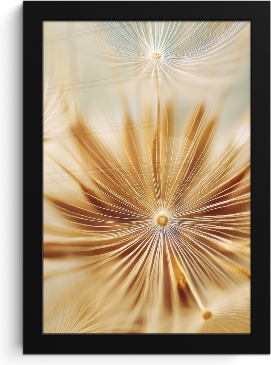 FrameYourWall Poster in lijst - Fotolijst 20x30 cm - Posters - Paardenbloem - Beige - Abstract - Modern - Natuur - Posterlijst zwart - Decoratie - Wanddecoratie woonkamer - Muurdecoratie slaapkamer Paardenbloem - Abstract