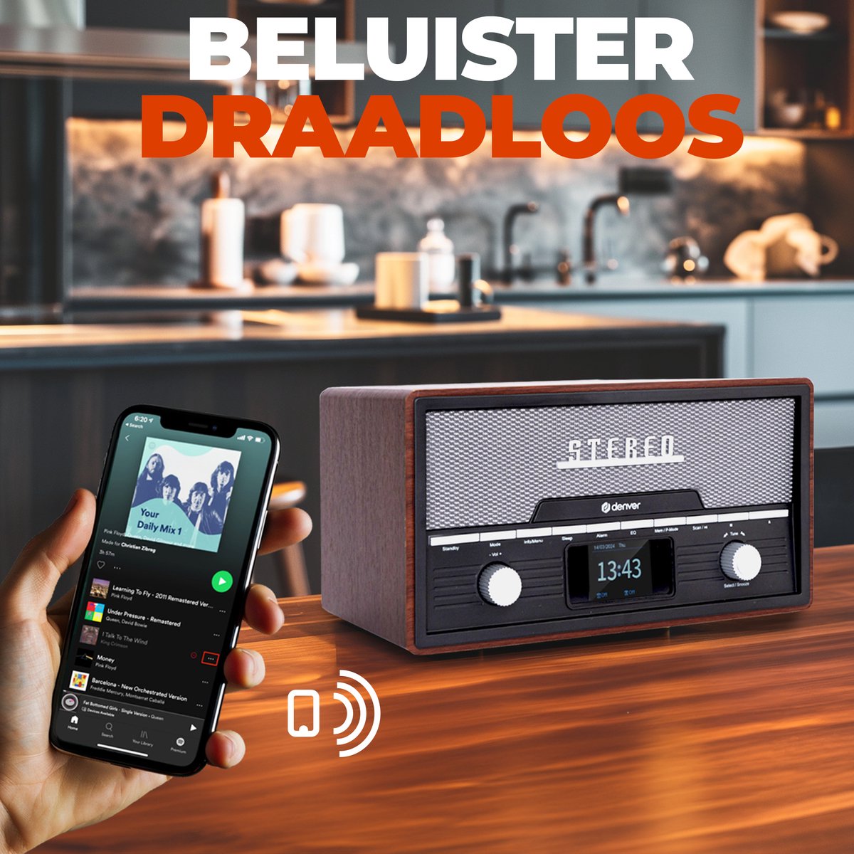Radio Rétro HABOWN Dab+/Dab Avec Bluetooth 5.0 Et Télécommande, Design