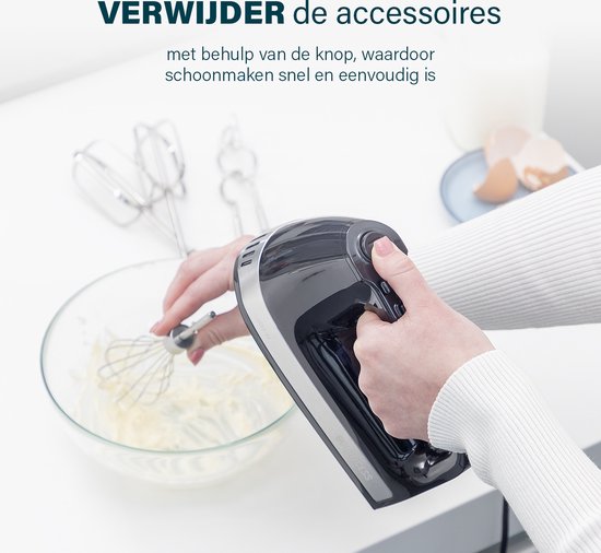 Princess 222206 Handmixer - Inclusief opbergdoos - Mixer met RVS deeghaken en gardes - 5 snelheden en turbofunctie - 500W – Krachtige motor