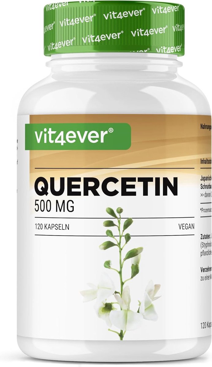 Goedkoopste Quercetine 500 mg - 120 capsules - voor betere weerstand - getest in laboratorium - natuurlijk uit Japanse honingboombloesem - hoge dosis - veganistisch - premium kwaliteit - Vit4ever