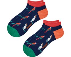 Benyson Enkelsokken Sneakersokken - 2 Paar - Maat 41-46 - Pappegaaien - Biologisch Katoen - OEKO-TEX Standard 100 Gecertificeerd - Duurzame Sokken