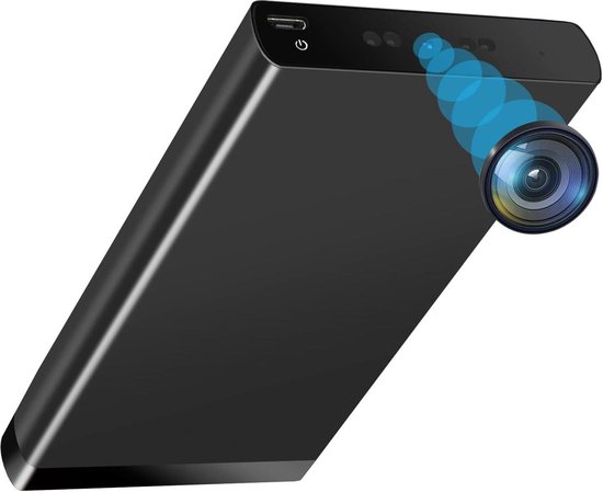 TANGMI Kleine camera, externe batterij HD 1080p 5000mAh, zwaartekrachtsensor met nachtzicht en 3-in-1 oplaadkabel voor het opladen van mobiele apparaten