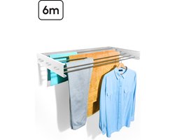 Bodo® In- en uitklapbaar droogrek met Ophanghaken - Wit - 6m Drooglengte