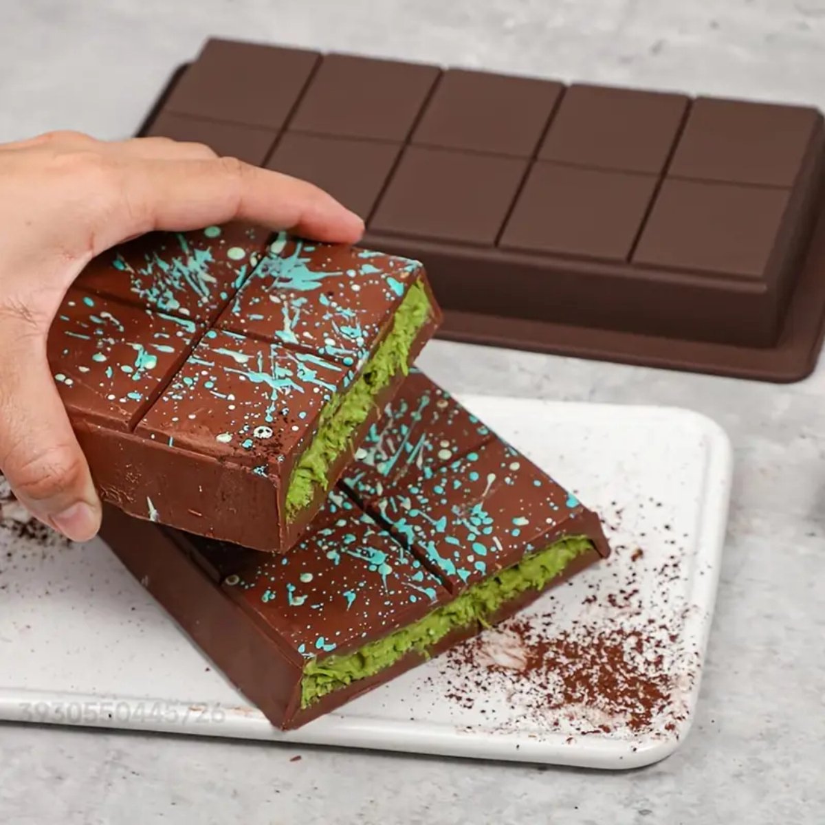 Julyupoli Dubai Chocoladevorm van siliconen, 2 stuks, chocoladebakvorm, extra diepe chocoladevorm met 10 holtes voor chocolade, bonbons, snoep, bruin