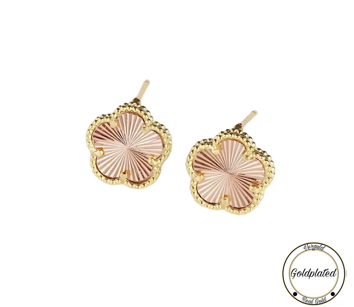 Soraro Klaver Oorbel | Rose&Goudkleurig | Goldplated | Soraro Oorbel | Cadeau voor haar | verjaardag vrouw