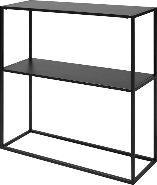 MAHANCRIS 5-laags Consoletafel, smalle Haltafel in Industriële Stijl, 80 cm Salontafel, Bijzettafel, Metalen Frame, voor Woonkamer, Hal, Gang, Vintage Bruin en Zwart ACTHR13101