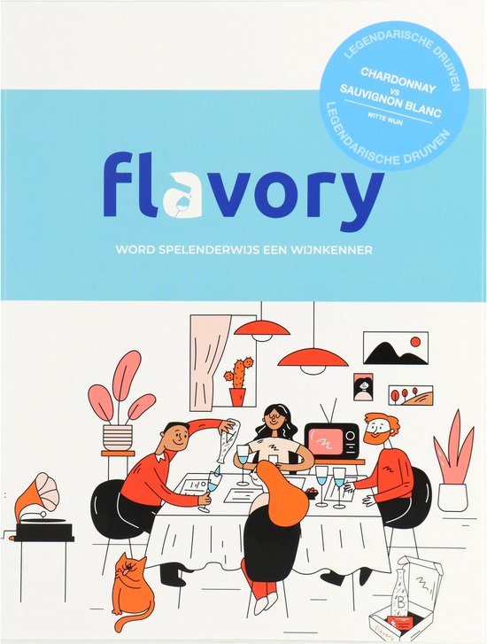FLAVORY Wijnspel - Gezelschapsspel voor Volwassenen - Witte Wijnproeverij voor Beginners - Chardonnay of Sauvignon Blanc - 2-6 Spelers - Wijn Niet Inbegrepen