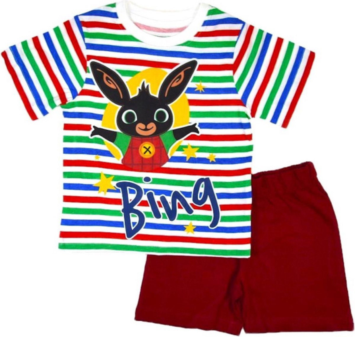 Bing Bunny shortama - rood gestreept - Bing pyjama - 100% katoen - maat 110