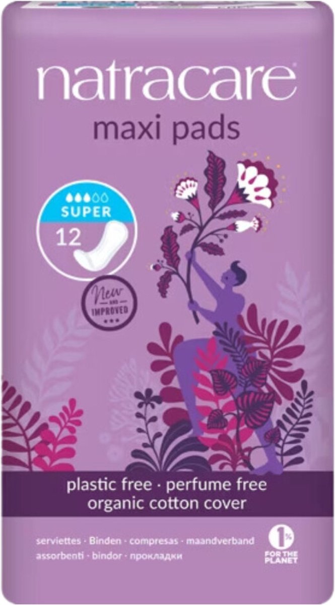 3x Natracare Maandverband Maxi Pads Super 12 stuks