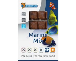 SuperFish Diepvriesvoer Marine Mix diepvriesvoer voor zeevissen 100 gram | 24 portieblokjes Diepvries