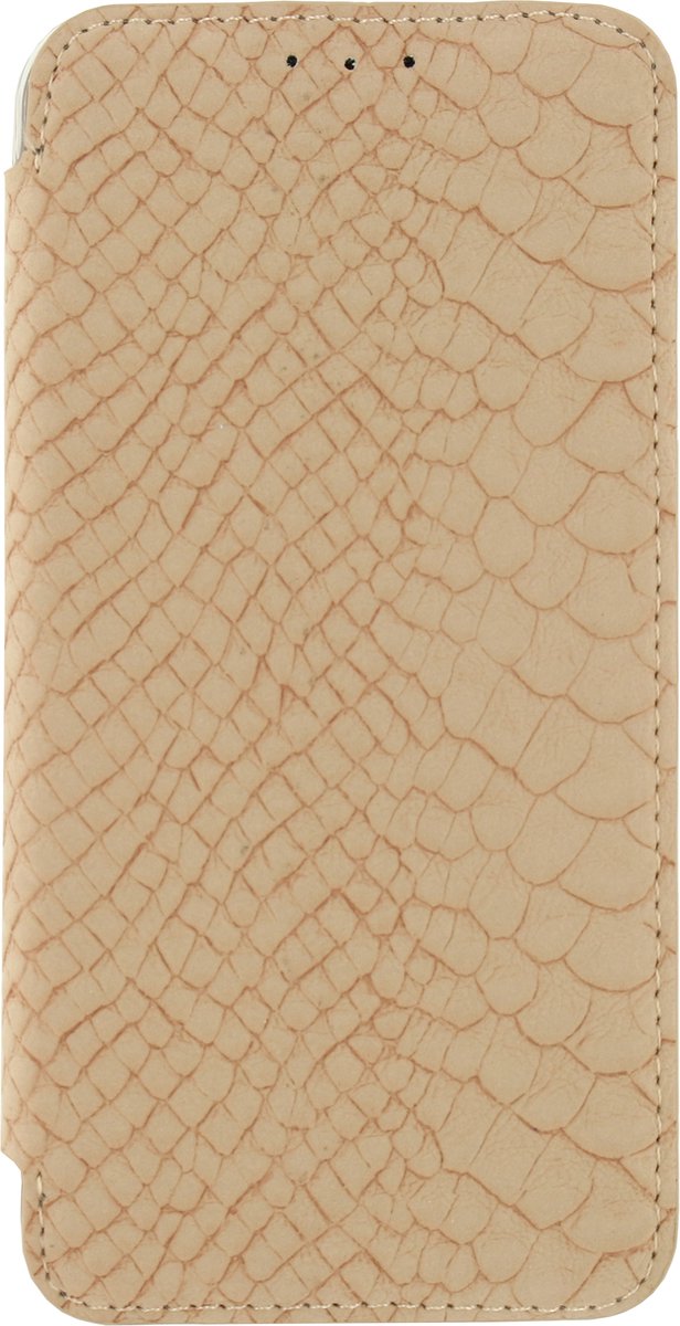 Mobilize Telefoonhoesje geschikt voor Apple iPhone 6s Hoesje | Mobilize Slim Gelly Bookcase - Snake Creamy Rose | Bruin