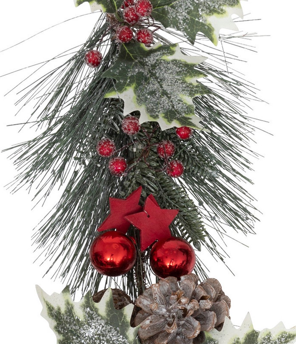Feeric Christmas Dennenslinger/dennen guirlande - met kerstversiering -rood - 100 x 7,5 cm – foto 2