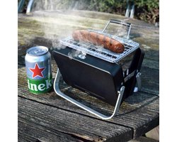 Mikamax Draagbare Mini BBQ - Compacte Tafelbarbecue - 18 cm - RVS Houtskoolgrill