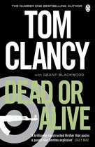 Boekomslag van 'Dead Or Alive' met Tom Clancy, met een wapen en een schietbaan.