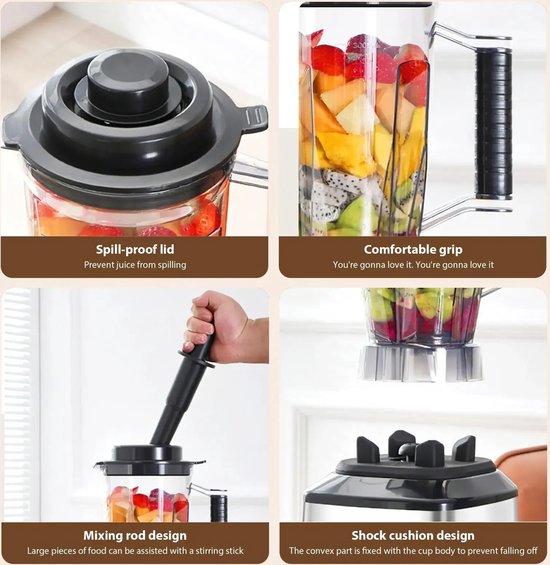 3 in 1 Power Blender - Juice Mixer - Keukenblender - Smoothie Maker - 9500W - 3L+1.5L+0.5L van DHN — afbeelding 5