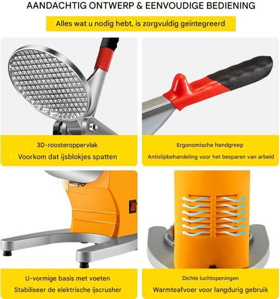 Happyment Ijscrusher Deluxe - Zilver - Smoothie maker - Slush maker- Cocktail ijs - RVS van Happyment — afbeelding 3