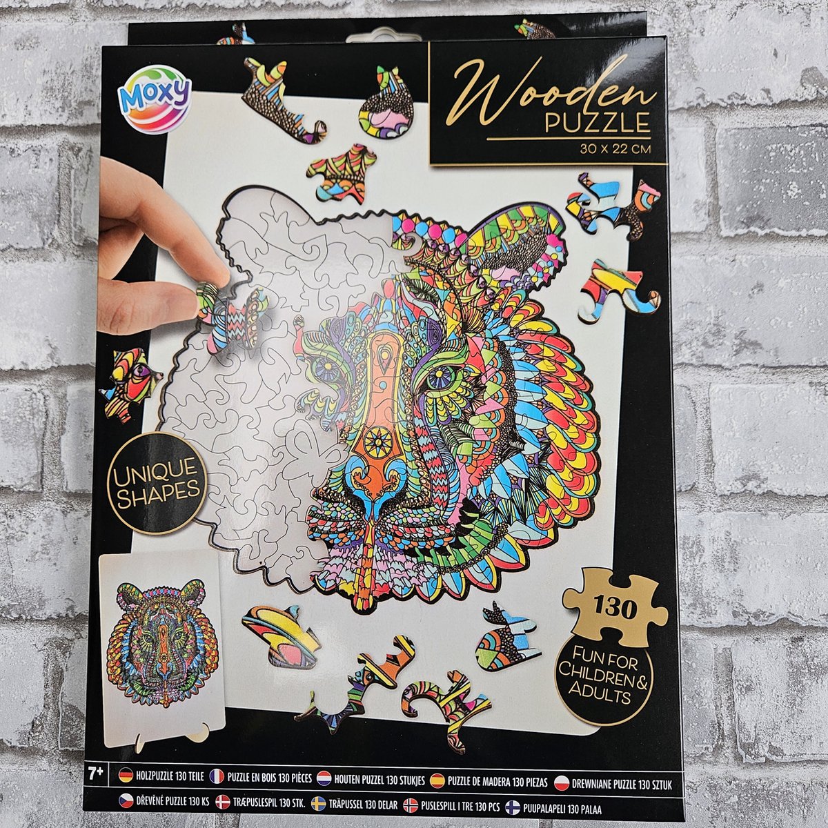 Houten puzzel Tijger | unieke puzzelstukjes in vorm van dieren | 130 puzzelstukjes | Puzzel voor kinderen en volwassenen | Formaat 30 X 22.5 CM | Cadeau voor jong en oud