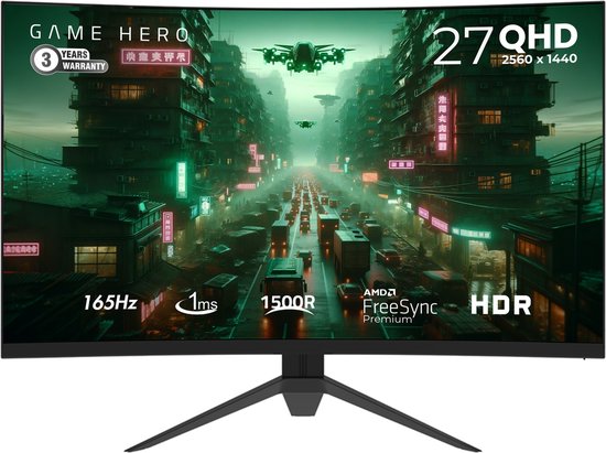 GAME HERO® 27 Inch QHD VA 165Hz Curved Gaming Monitor