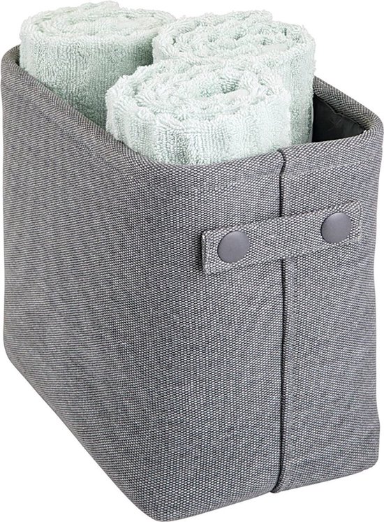 mDesign draadopbergdoos met geïntegreerde handgrepen (4 stuks) - grote opbergdoos in elegant design - ideale badkameropslag voor cosmetica - donkergrijs