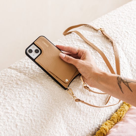 befen Echt leren mobiele telefoonhoesje om aan te hangen, voor dames, drie zakken met ritssluiting, mobiele telefoon met RFID-blokkering, kaartvakken, kleine schoudertas voor, grijs-beige grijs