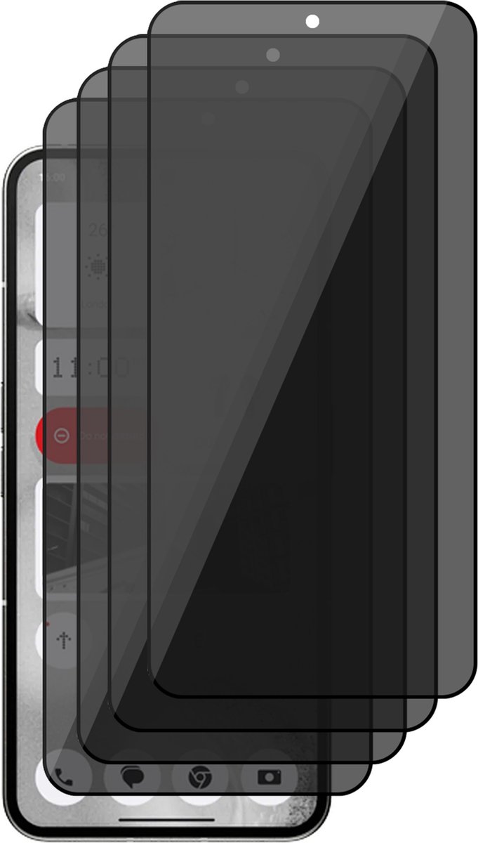 Privacy Screenprotector geschikt voor Nothing Phone 2 - 4x Volledig Dekkend Glas Screen Protector