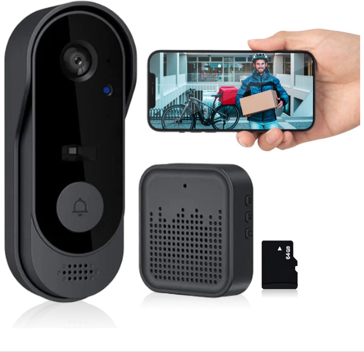 Afbeelding 2 van Smart 1080p Video Deurbel Full HD en 2-Weg Communicatie - Draadloze slimme deurbel video doorbell 2.4 Ghz Wifi