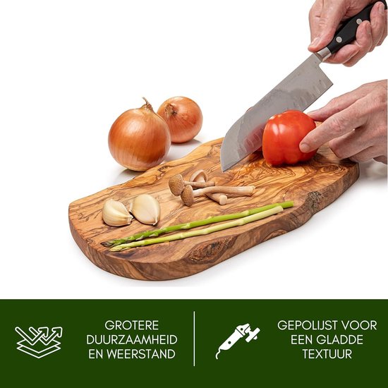 Planche à découper en bois d'olivier naturel - Service alimentaire - Planche à découper en bois pour barbecue - Handgemaakt - 39x18 cm