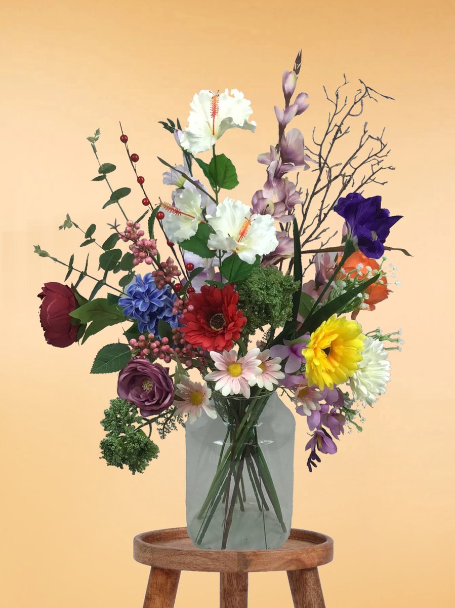 The Bloomistic® – Zijden Boeket – 60-70 cm hoog – Kunstbloemen – 20 stelen – moederdag – nepbloemen – housewarming cadeau – cadeau – decoratie woonkamer