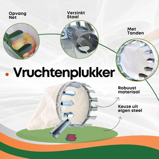 Synx Tools Vruchtenplukker/ Fruitplukker - Fruitoogst - Fruit gereedschap - Tuingereedschap - Zonder Steel van Synx Tools — afbeelding 3