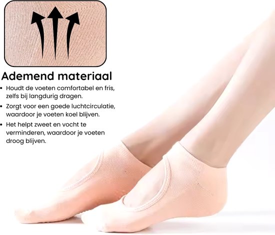 Malinsi® 2-Pack Yoga Sokken Antislip Dames - Pilates Yogasokken - Ballerina Pilatessokken - Ballerinas Open - Abrikoos & Paars van Malinsi — afbeelding 3