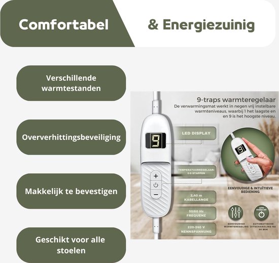 CIRULLI Verwarmingskussen met automatische uitschakeling, verwarmingskussen 30x60cm met 9