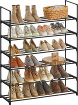 O'DADDY® Schoenenrek 6 Lagen - Schoenen opbergsysteem - Schoenen kast - Schoenenrekje - Schoenkast - Schoenenkast - Opbergrek voor 20 tot 24 Paar Schoenen - Zwart Metaal