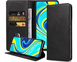 Smartphonica Telefoonhoesje geschikt voor Xiaomi Redmi Note 9T kunstleren Hoesje met Magnetische sluiting en Pasjeshouders Book Case met Klepje - Zwart geschikt voor Xiaomi Redmi Note 9T