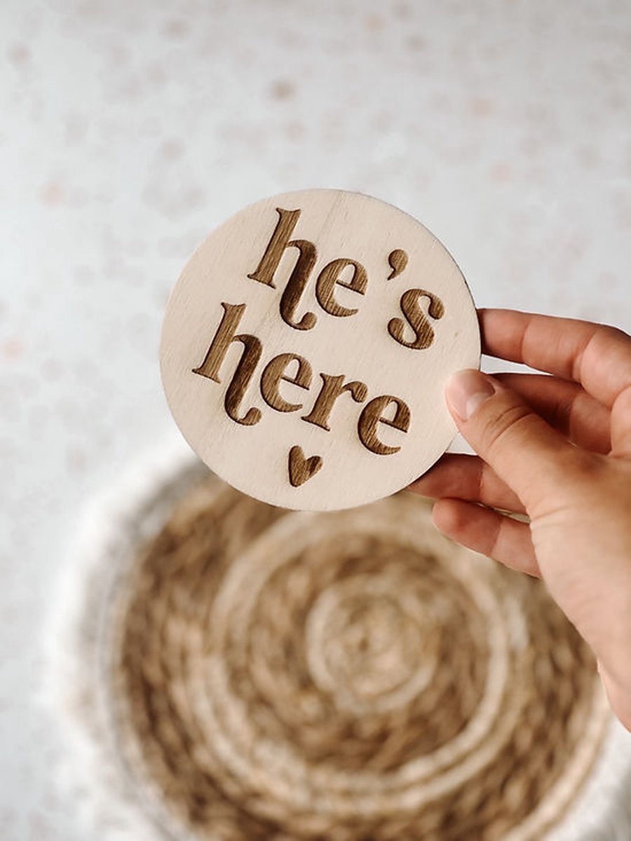Goedkoopste Geboortebord - He's here - Foto bord - Geboorte - Babyshower