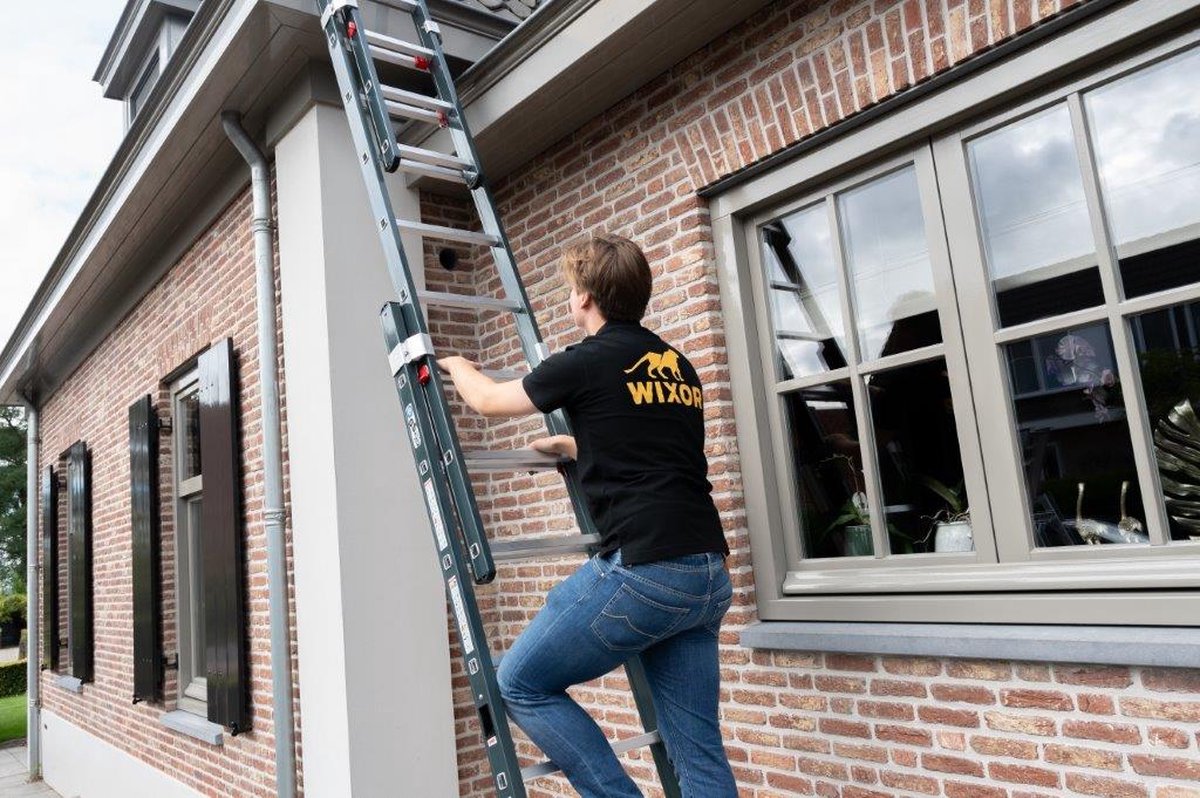 Professionele Schuifladder | 3-delig |gecoat | 3x8 treden | Top Safe Systeem |Aluminium | Anti slip | EN 131-1 + 2, NEN 2484, TÜV en GS gecertificeerd – foto 5