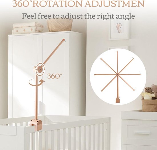 Houten mobiele houder voor babybed hangende armhouder doe-het-zelf Houten mobiele houder voor babybed hangende armhouder doe-het-zelf