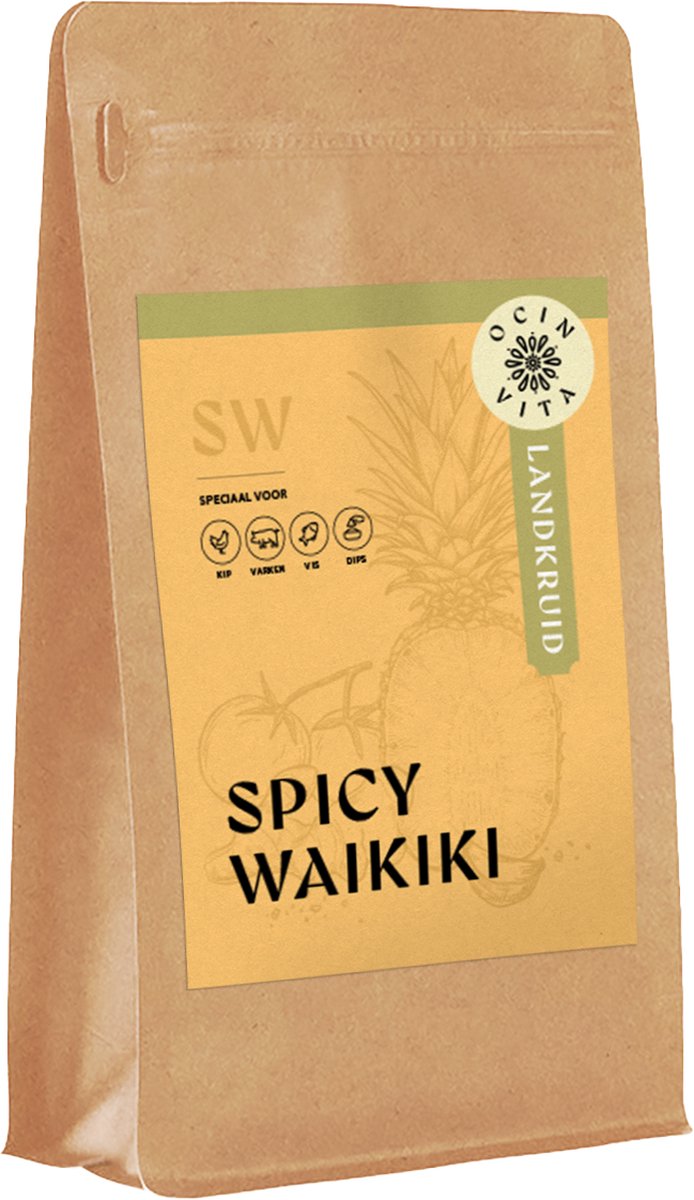 Goedkoopste Spicy Waikiki Kruidenmix 100g – Tropisch & Pittig Genieten – Ananas, Tomaat, Pepers & Gember – 100 Natuurlijk en Zonder Toevoegingen – Ocin Vita