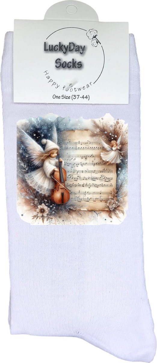 Cello - Verjaardag cadeau - Grappige sokken - Print sokken - Leuke sokken voor heren en dames - Moederdag - Vaderdag - Cadeau voor hem en haar - Kerstcadeau - Muziek - Vrolijke sokken - Valentijns cadeau - Socks waar je Happy van wordt - Maat 37-44