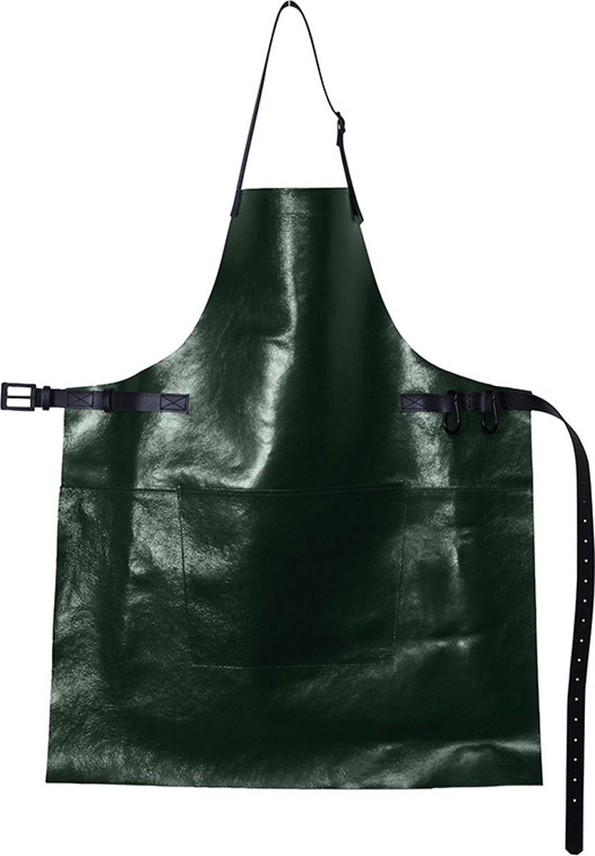 Dutchdeluxes - Luxe - Leer - Handgemaakt - Schort - Keuken - Barbecue - BBQ - Metallic Groen