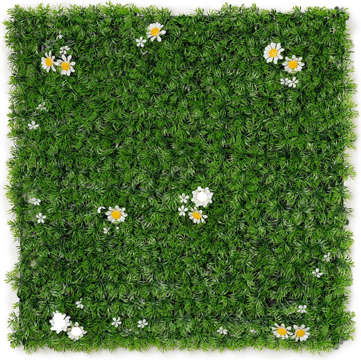 Kunsthaag plantenwand - Planten muur - Voor binnen en buiten - Gras en Madeliefjes - 50 x