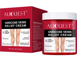 Anti Spat Aderen Crème - Spataderen Verwijderen - Anti Ontsierende Aderen Crème - Professionele Behandelingscrème tegen Spataderen - Vermindert Gevoeligheid - Pijnbestrijding - Natuurlijke Ingrediënten - 80gram - AuQuest
