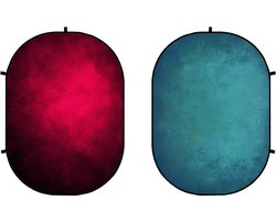 JGS ® Opvouwbare Achtergrond voor Fotografie en Online Vergaderingen - Rood/Groen 1.5 x 2 m